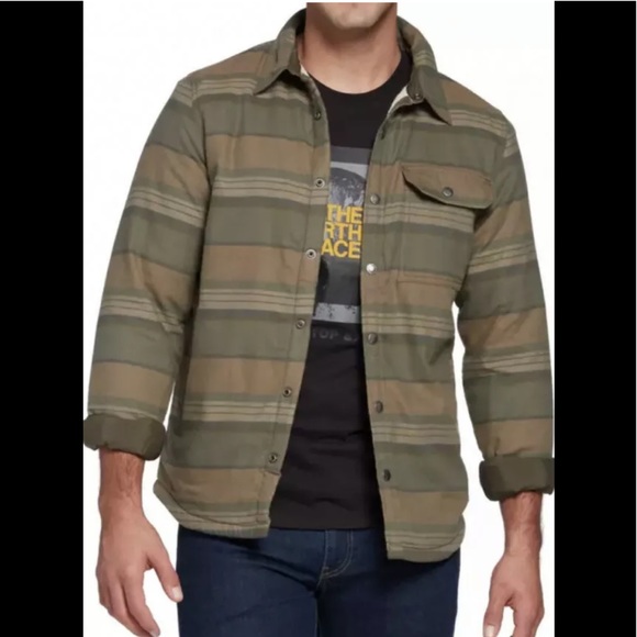 The North Face Men ' S Campshire Shirt - Utility Brown Large Half Dome Stripe
